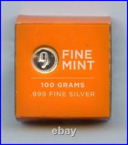 9 Fine Mint 100 Grams. 999 Fine Silver Square Bar Bullion JN200