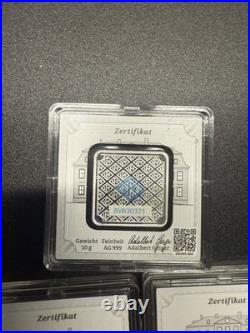 (9) Geiger Edelmetalle Original Premium Silver -In Assay 8-1 gram 1 -10 gram