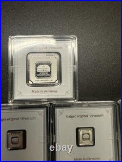 (9) Geiger Edelmetalle Original Premium Silver -In Assay 8-1 gram 1 -10 gram