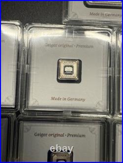 (9) Geiger Edelmetalle Original Premium Silver -In Assay 8-1 gram 1 -10 gram