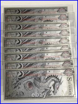 9 Silverback Dragons Limited Edition. 999 Fine Silver Note Consecutive Numbers