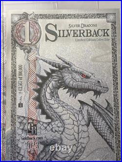 9 Silverback Dragons Limited Edition. 999 Fine Silver Note Consecutive Numbers