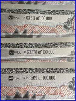 9 Silverback Dragons Limited Edition. 999 Fine Silver Note Consecutive Numbers