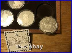 9 X 1.6 Oz 45g Solid Sterling Silver Medals Mahogany Case Limited Issue Certific