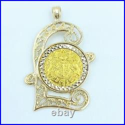 9ct Solid Yellow Gold Silver Jubilee Coin Pound Symbol Pendant