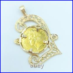9ct Solid Yellow Gold Silver Jubilee Coin Pound Symbol Pendant