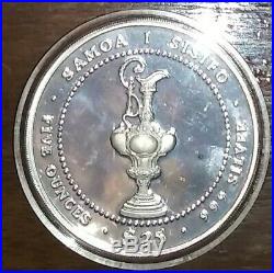 AMERICA'S CUP 1987 5 TROY oz OUNCE 999 PURE SOLID SILVER ROUND COA # 26162 SAMOA
