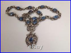 ANTIQUE 19th Century SOLID SILVER FRENCH PASTE LAVALIERE PENDANT NECKLACE