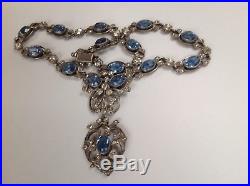 ANTIQUE 19th Century SOLID SILVER FRENCH PASTE LAVALIERE PENDANT NECKLACE