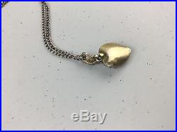 Antique Georgian Gold Gilt On Solid Silver Paste Set Love Heart Pendant Necklace