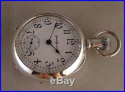 ANTIQUE ILLINOIS A. LINCOLN 21j SOLID SILVER OPEN FACE 18s RAILROAD POCKET WATCH