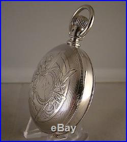 ANTIQUE ILLINOIS BUNN SPECIAL 24j SOLID SILVER HUNTER CASE 18s POCKET WATCH 1897