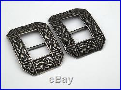 Antique Iona Alexander Ritchie Solid Provincial Silver Pair Buckles Scottish