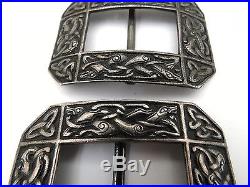 Antique Iona Alexander Ritchie Solid Provincial Silver Pair Buckles Scottish