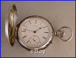 Antique Longines Solid Silver Hunter Case Great Looking Pocket Watch Year 1888