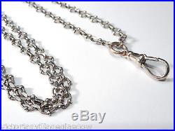 Antique Solid Silver Fancy Link Guard Necklace