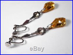 ANTIQUE SOLID SILVER PASTE DROP EARRINGS. (screw fitting)