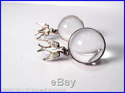 Antique Solid Silver Rock Crystal Drop Earrings. (pools Of Light)