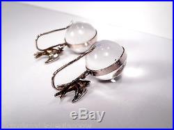 Antique Solid Silver Rock Crystal Drop Earrings. (pools Of Light)