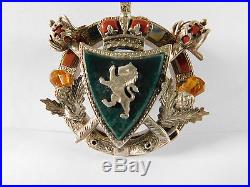 Antique Solid Silver Scottish Agate Pebble Brooch Heraldic Sheild Coat Of Arms
