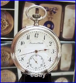 Antique Vintage Iwc Shauffhausen C1910 Solid 900 Silver Pocket Watch Serviced