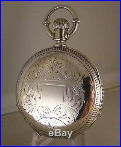 ANTIQUE WALTHAM CRESCENT St SOLID SILVER OPEN FACE 18s POCKET WATCH YEAR 1892