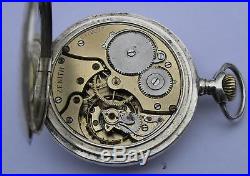 ANTIQUE ZENITH OPEN FACE SOLID SILVER 0.800 POCKET WATCH SWISS 1900's