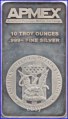 APMEX Solid Pure Silver 10oz Ten Ounce Troy 312 grams. 999 Fine Bullion Bar