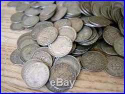 Approximately 290 Pre47 Antique Solid Silver 3d Threepence Coins 413g Unsorted