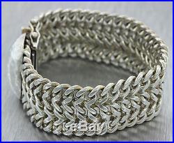 AREIAS Designer Modern Estate 925 Solid Silver Filigree Chain Link Bracelet 70.7