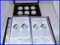 A Set Of 6 Solid Silver $20 Dollar Coins Collection In Fitted Wooden Case
