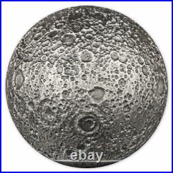 A spherical solid silver coin dedicated to Earth s satellite, the Moon