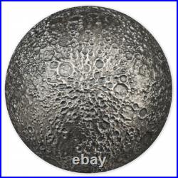 A spherical solid silver coin dedicated to Earth s satellite, the Moon