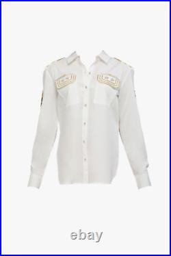 Aaron Shirt Military Inspired Cotton Shirt With Gold And Silver Bullion Work