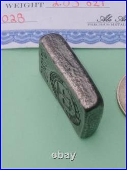 Abe. A & Sons 2.03oz silver bar with COA Sandon BC Canada Great charm and toning