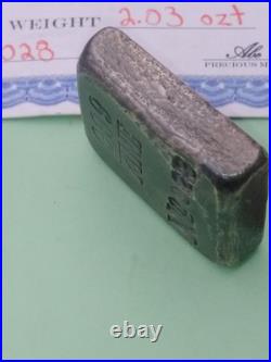 Abe. A & Sons 2.03oz silver bar with COA Sandon BC Canada Great charm and toning