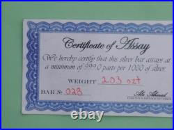 Abe. A & Sons 2.03oz silver bar with COA Sandon BC Canada Great charm and toning Abe. A & Sons 2.03oz silver bar with COA Sandon BC Canada Great charm and toning