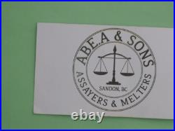 Abe. A & Sons 2.03oz silver bar with COA Sandon BC Canada Great charm and toning