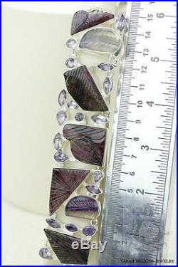Afghanistan Hand Carved Watermelon Tourmaline 925 Solid Silver Bracelet