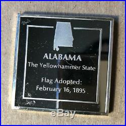 Alabama Flag Yellowhammer State Sterling Square Silver Art Bar Ingot