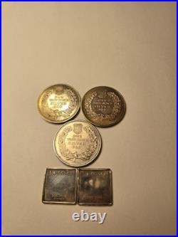 American Indian Set Three 1 Oz. 999 Fine Silver Rounds Two 1/4 Oz Square Buffalo