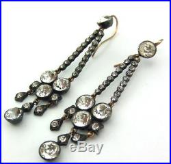An Excellent Pair Of Victorian Solid Silver And Diamante Paste Earrings