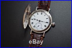 Antique 1906 IWC solid silver half hunter WW1 military trench watch