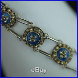 Antique 20thC solid silver Guilloche Enamel bracelet chain Porto 833