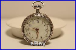Antique Beautiful Hand Carved Small Ladies Solid Silver France Pocket Watch