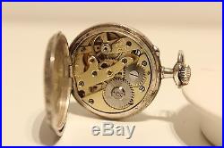 Antique Beautiful Hand Carved Small Ladies Solid Silver France Pocket Watch