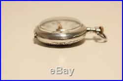 Antique Beautiful Small Ladies Solid Silver France Pocket Watch With Two Birds