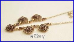 Antique Edwardian Bohemian GARNET Gold Plated 900 Solid SILVER Necklace