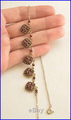 Antique Edwardian Bohemian GARNET Gold Plated 900 Solid SILVER Necklace