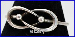 Antique FRENCH Solid Silver Infinity LOVE KNOT Art Nouveau Torque BANGLE Unusual